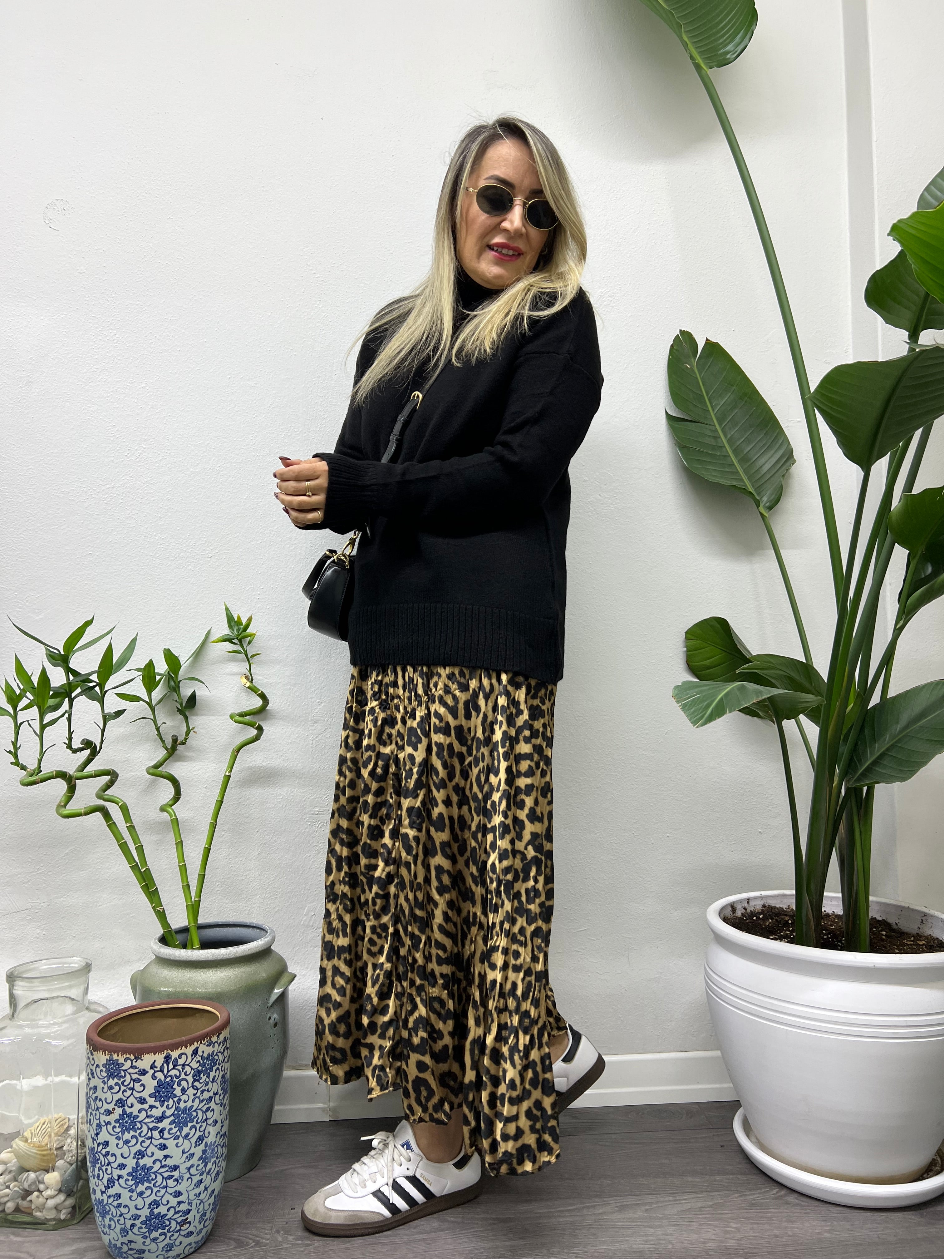 A01699 leopar beli lastikli etek