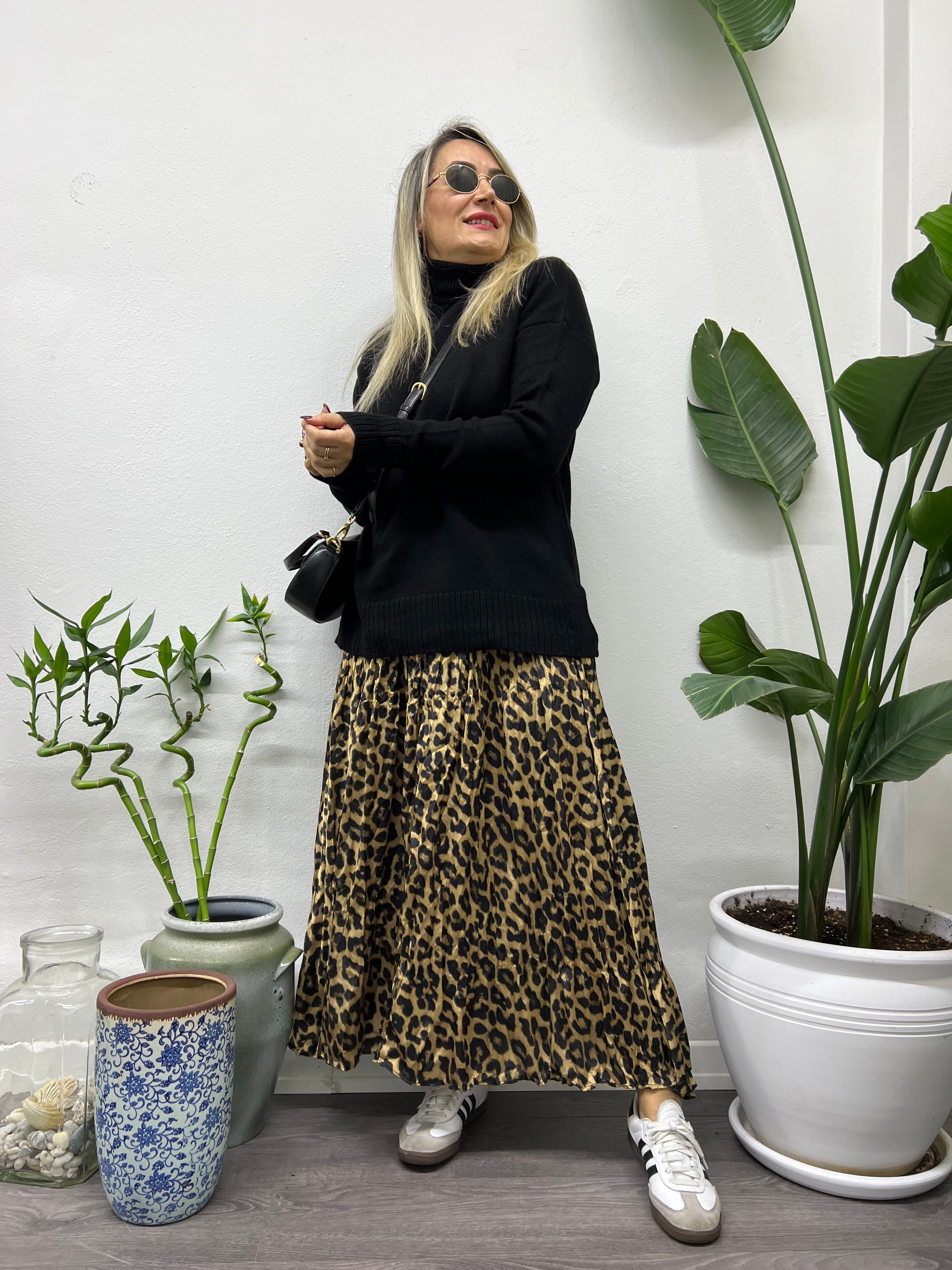 A01699 leopar beli lastikli etek