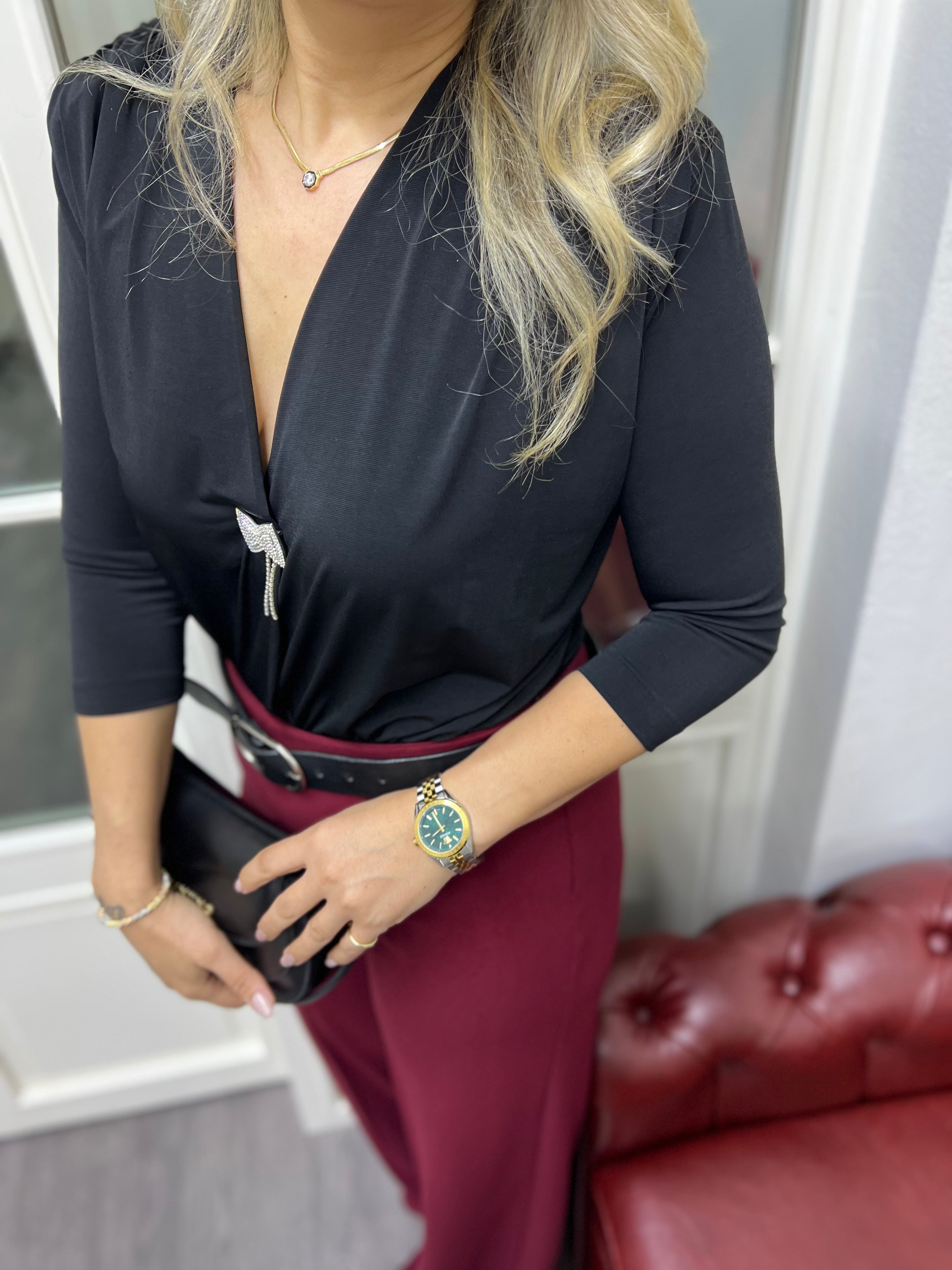 A01739 kruvaze likra zıbın model bluz