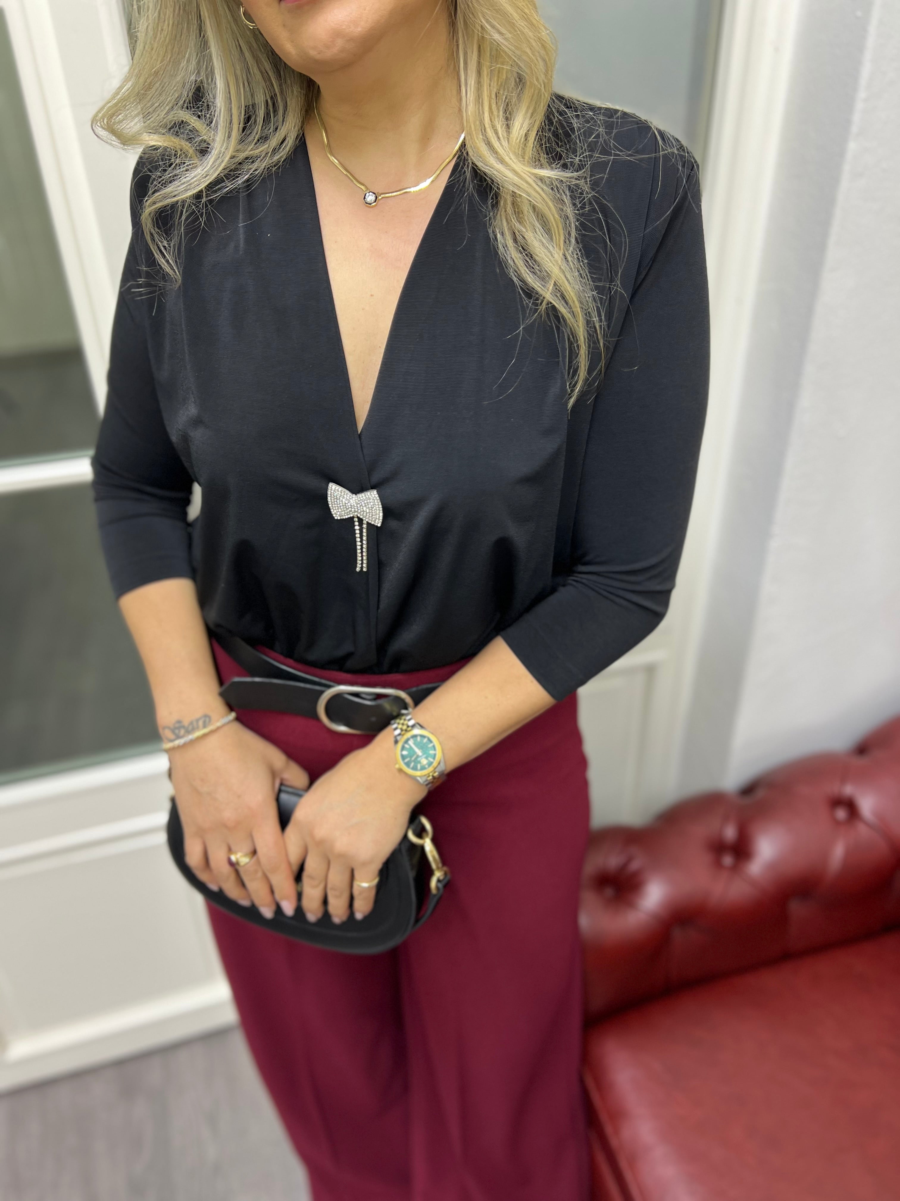 A01739 kruvaze likra zıbın model bluz