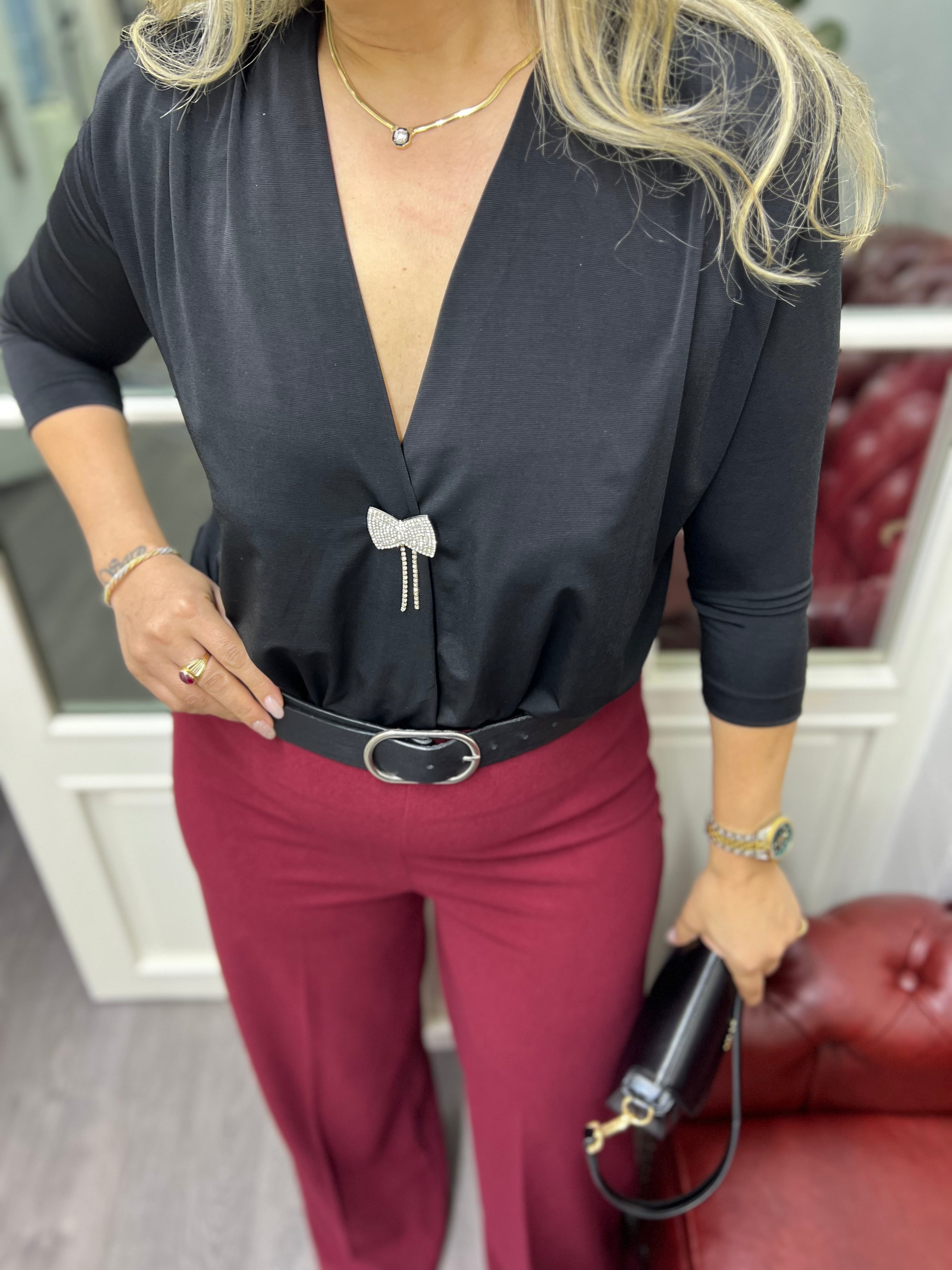 A01739 kruvaze likra zıbın model bluz