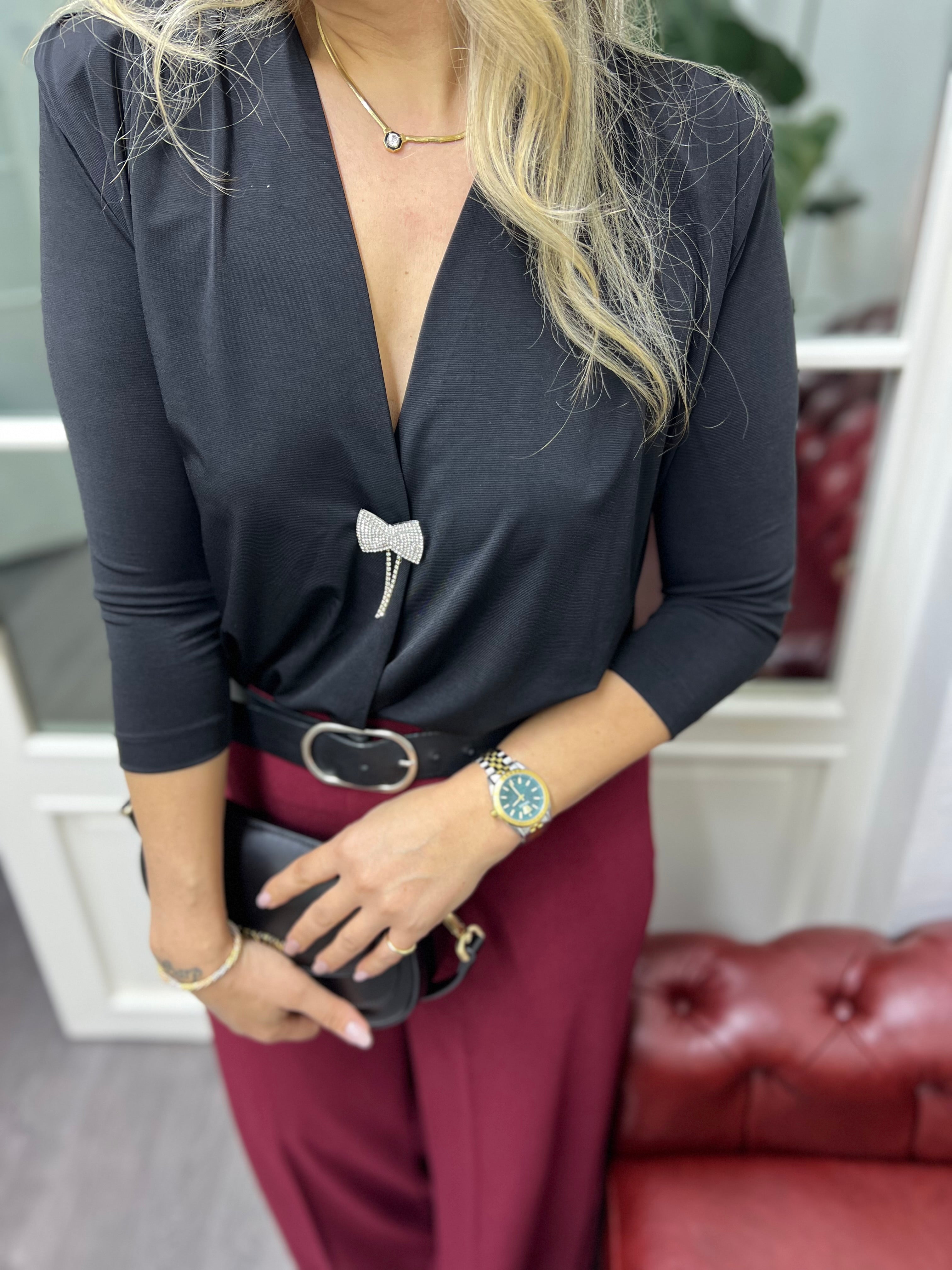A01739 kruvaze likra zıbın model bluz